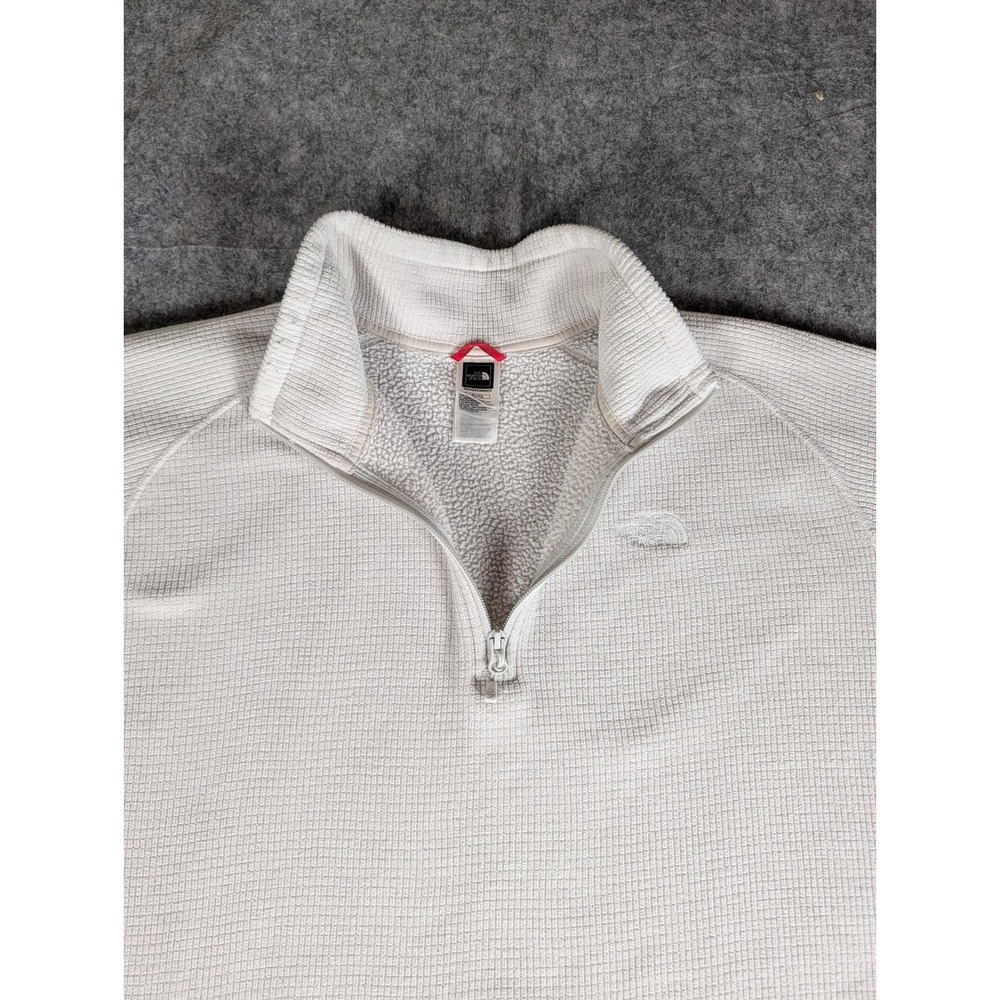The North Face Mens Cream Waffle Knit 1/4 Zip Grid Fleece Pullover XL 4679 - Picture 6 of 13